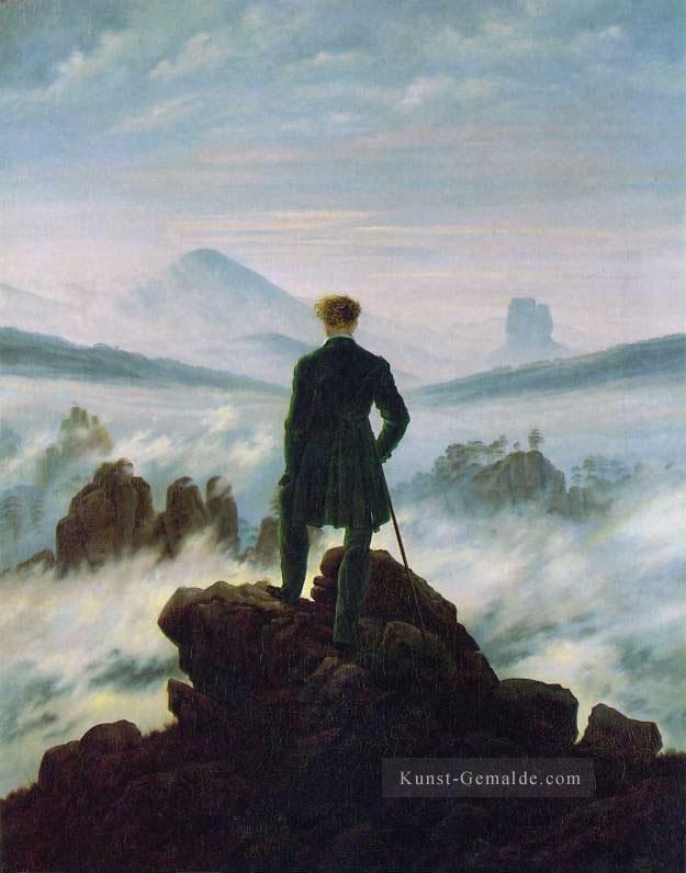 Wanderer über dem Nebelmeer HSE Romantische Landschaft Caspar David Friedrich Berg Ölgemälde